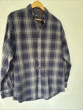 Haggar Navy and Gray Plaid Button-Down Shirt